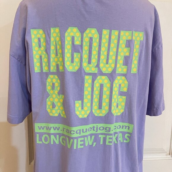 Raquet & Jog vgt Purple T-Shirt Top L Women's Double-Sided Y2K Casual Cotton - Picture 5 of 7